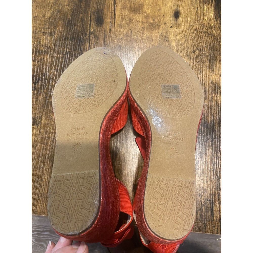 Stuart Weitzman Red Espadrille Wedges, Size 10 - … - image 8